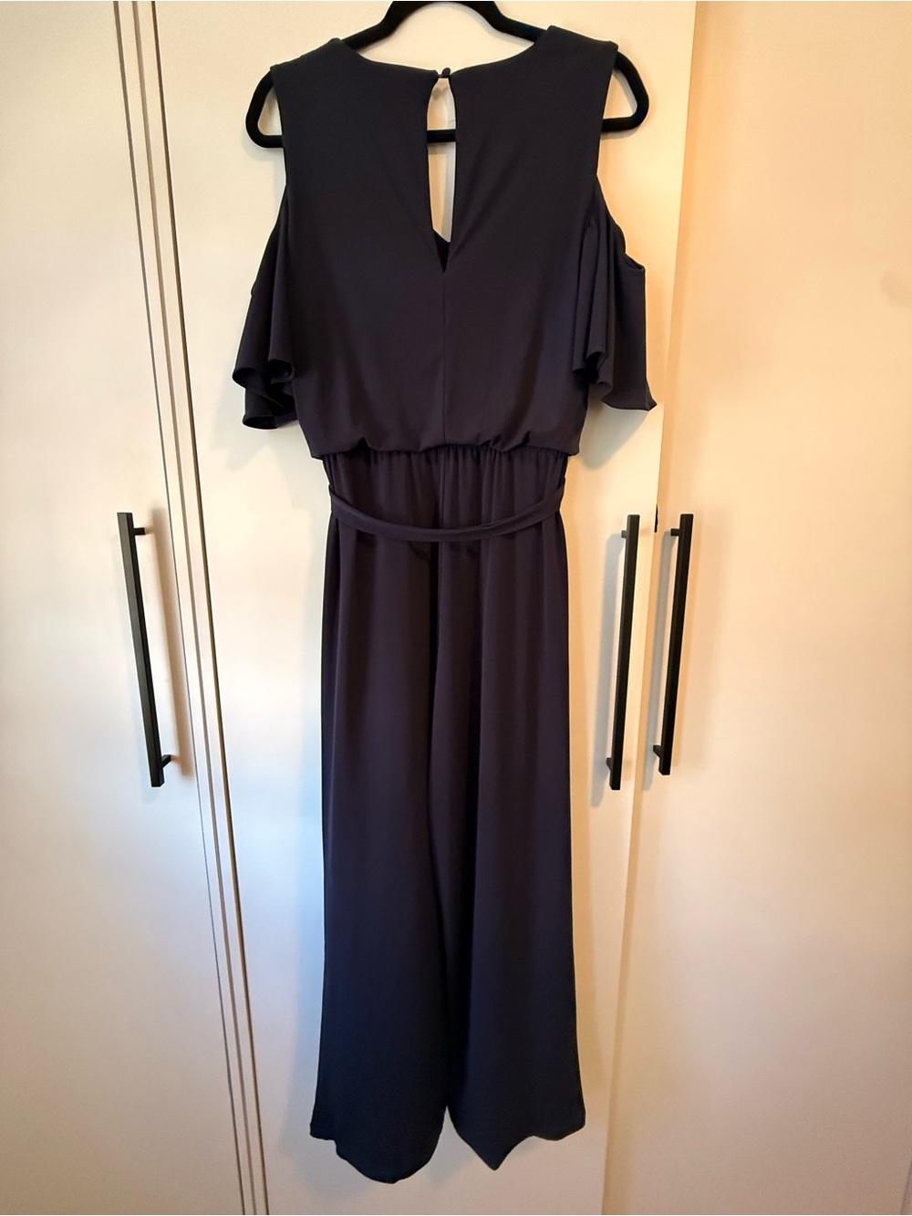 Calvin Klein Navy Cold-Shoulder Maxi Jumpsuit